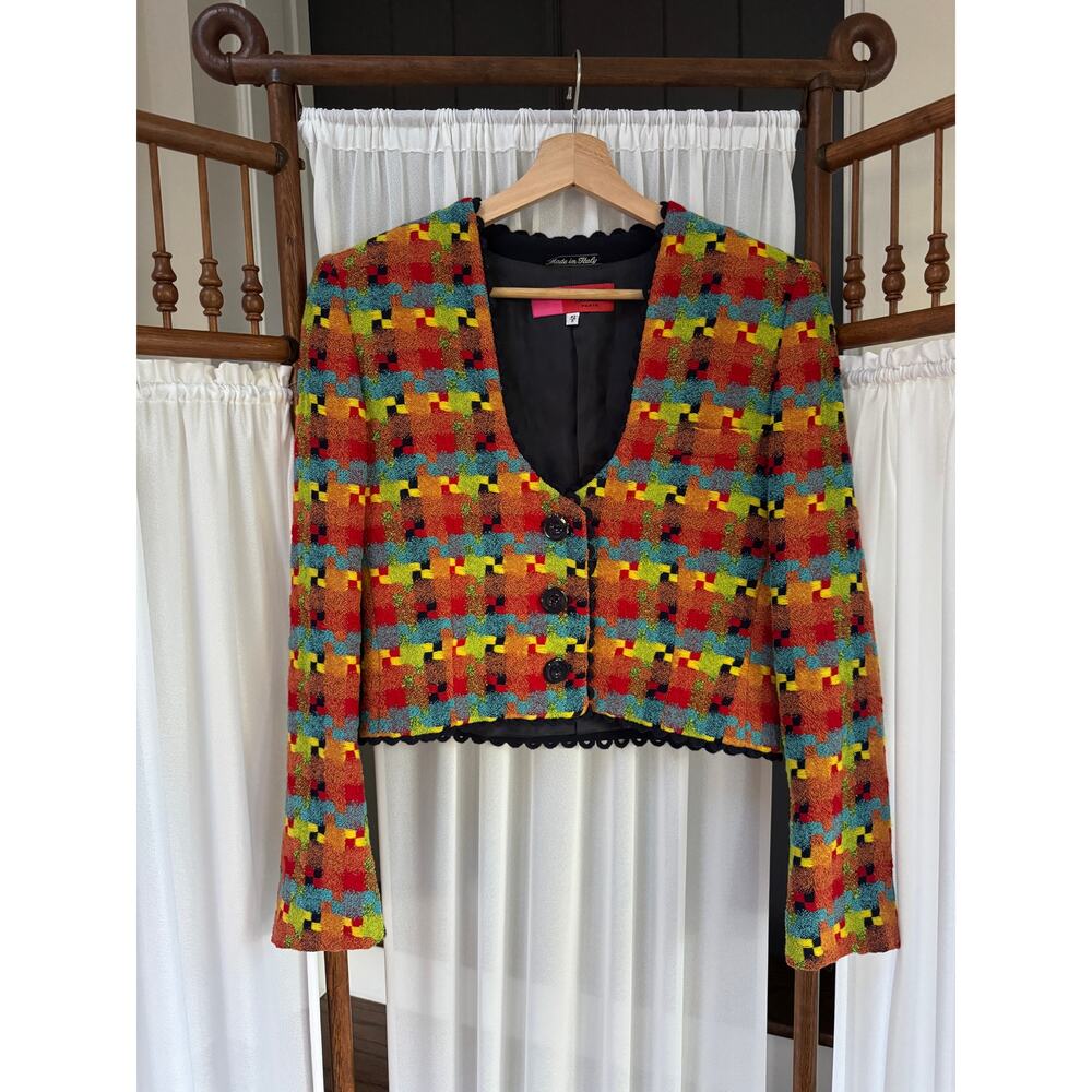 Vintage 1990s Ungaro Colorful Tweed Blazer Bolero